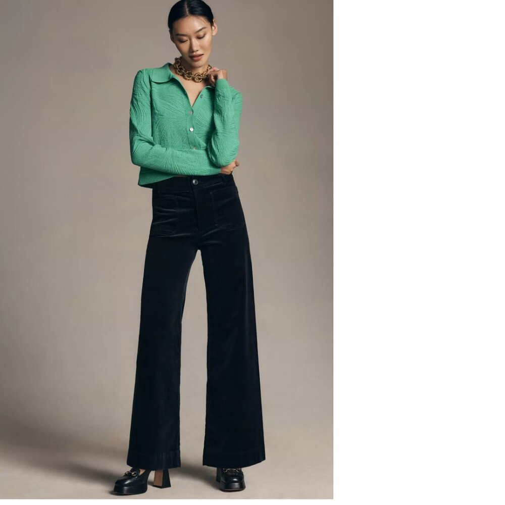 Anthropologie The Colette Corduroy Full-Length Wide-Leg Pants by Maeve 31 NEW